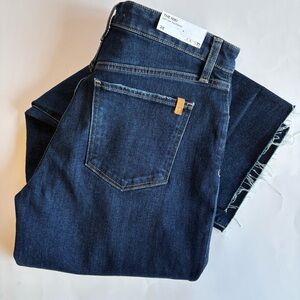 Joe's Women's 28 The Niki Mid Rise Boyfriend Jeans Dark‎ Wash Raw Hem Distressed